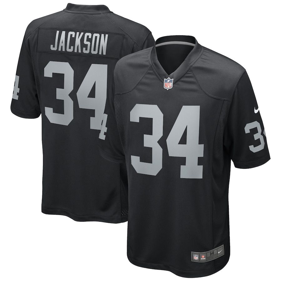 Men Oakland Raiders 34 Bo Jackson Nike Black Game Retired Player NFL Jersey